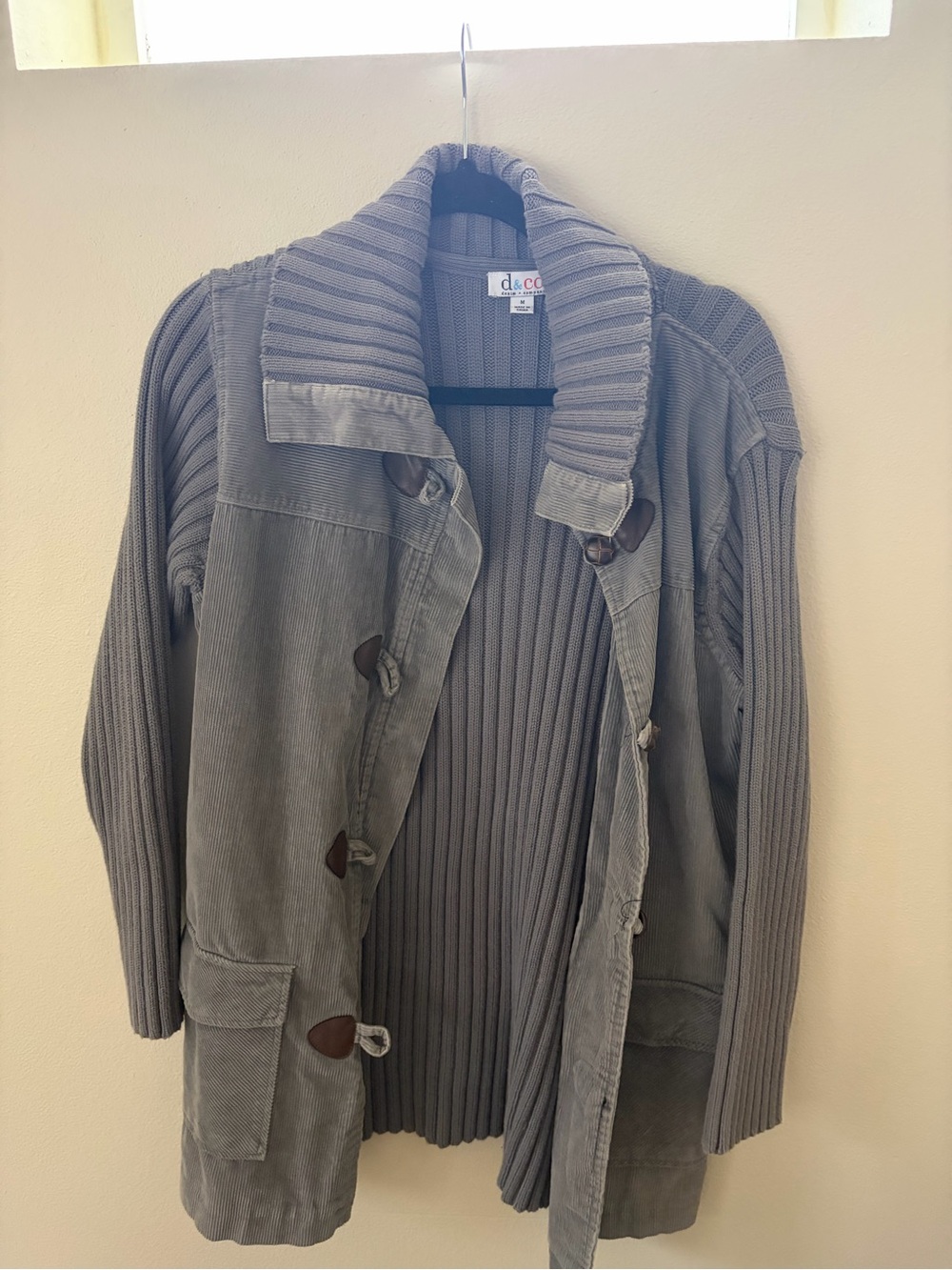 Gray Ribbed Toggle Coat - Men